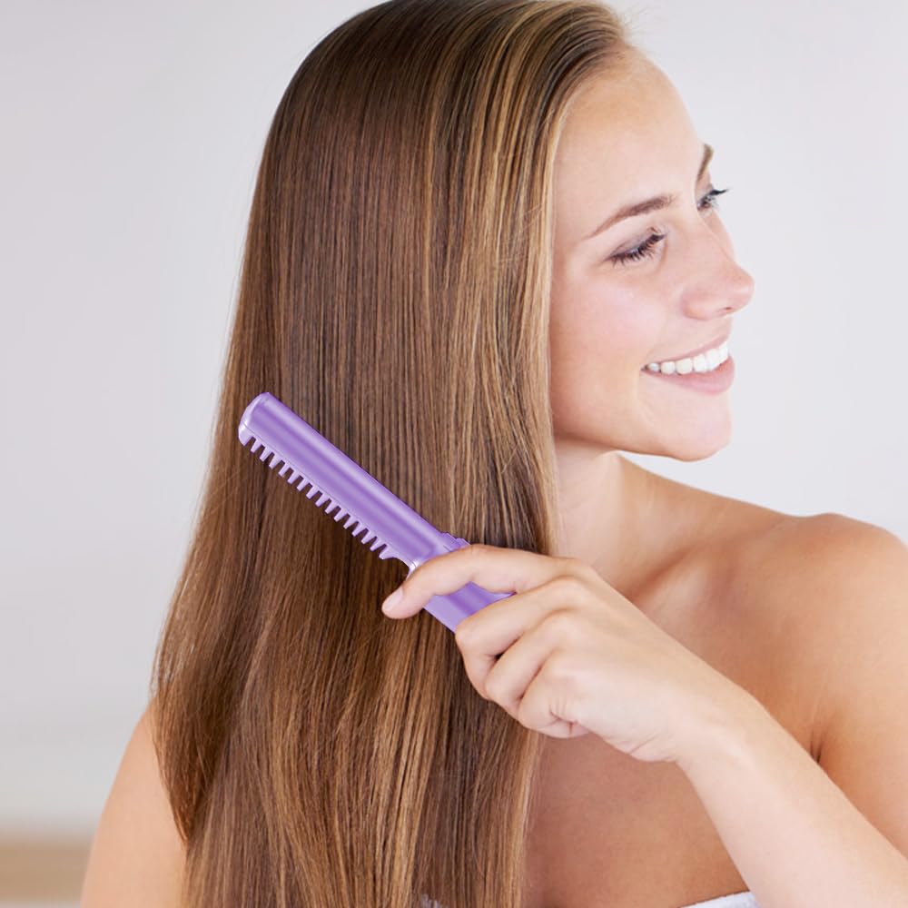 Cordless Hair Iron with Heated Temperature Adjustment USB Hair Hair Texture Straightening Hair Iron Brush 2-in-1 Brush, 150-200℃ Adjustment, Portable,
