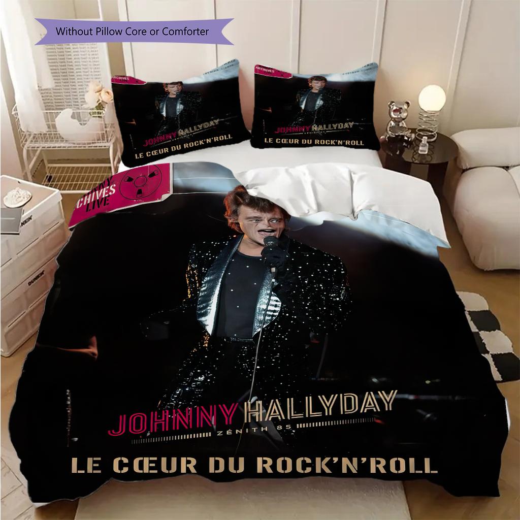 Famous rock singer Johnny Hallyday bedding, duvet cover, pillowcase, home decoration, birthday gift (1 * duvet cover+2 * pillowcase, coreless)