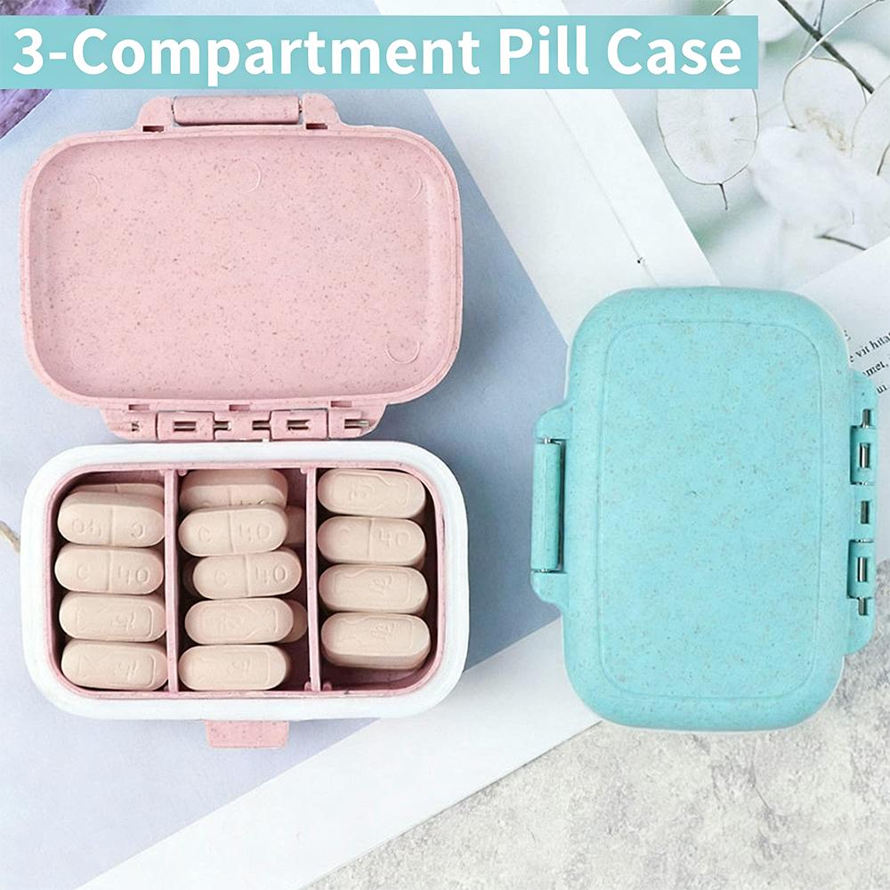 1-4Pcs Mini Portable Pills Organizer Case 3 Grids Pill Box Habit Medicine Box Prevent Forgetting Medication Cute Compact