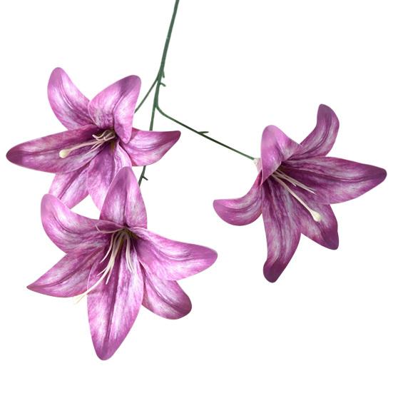 Artifical Lily Flowers with 3 Heads Full Bloom Real Touch Long Stem Fake Lily Bouquet for Home Hotel Flower Arrangement Wedding Party Decor