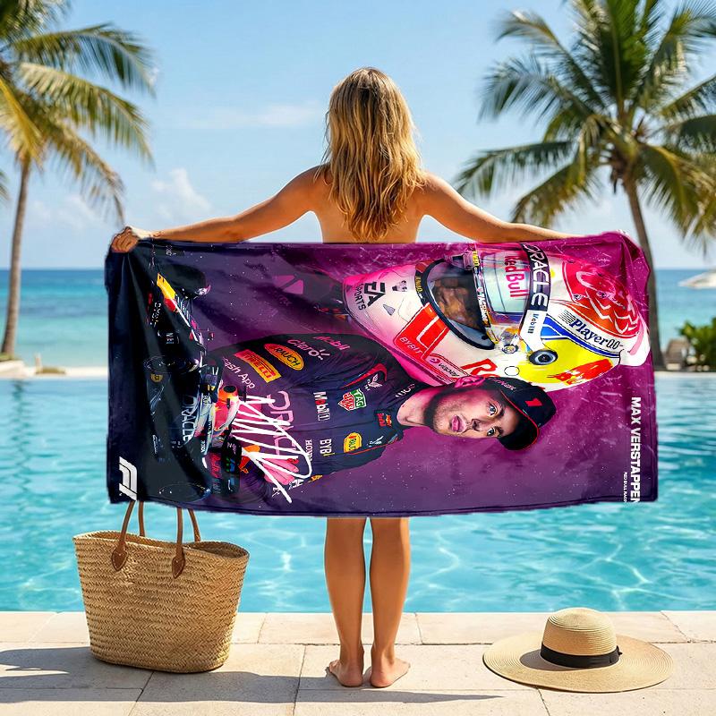 Asciugamano da Spiaggia alla Moda Max Verstappen Portatile Morbido Asciugatura Rapida per Nuoto Campeggio Vacanze