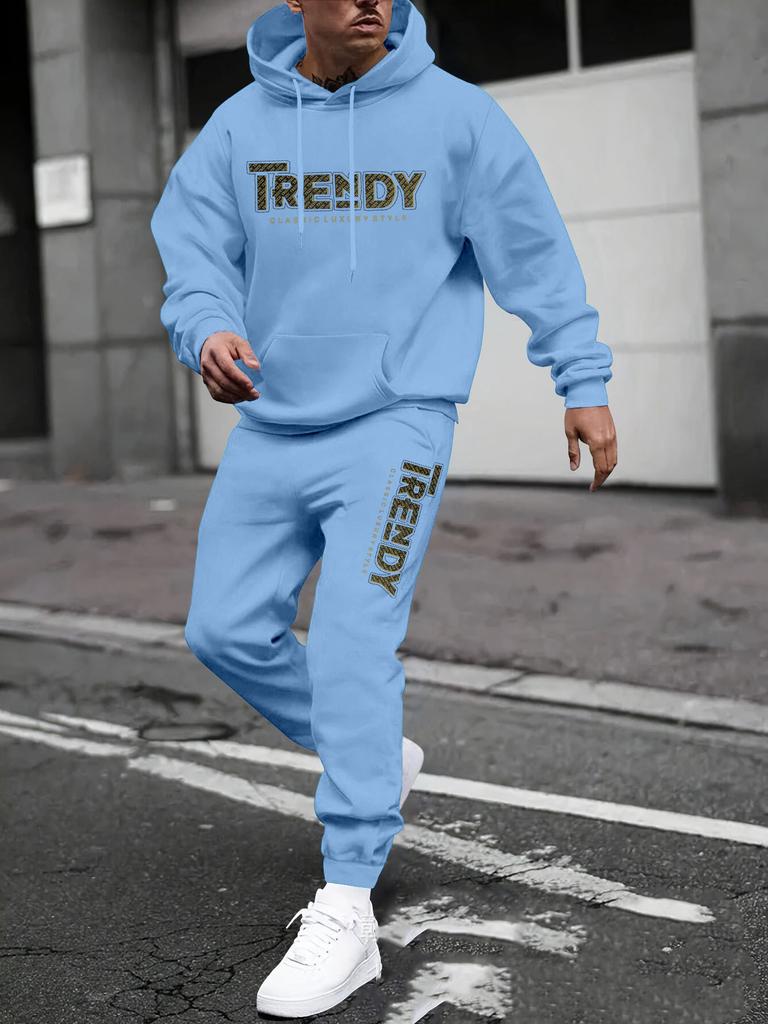 New sweater sweatpants set letter printing casual jacket autumn and winter velvet street tide youth hooded suit