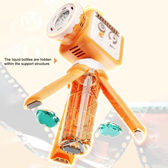 Macchina Sparabolle Elettrica a Forma di Proiettore, Soffiatore Automatico Ricaricabile con Luci Colorate, Bacchetta Doppia Modalità per Feste di Bambini