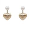 Elegant Two-Way Metal Brushed Heart Pearl Earrings - Versatile High-End Studs