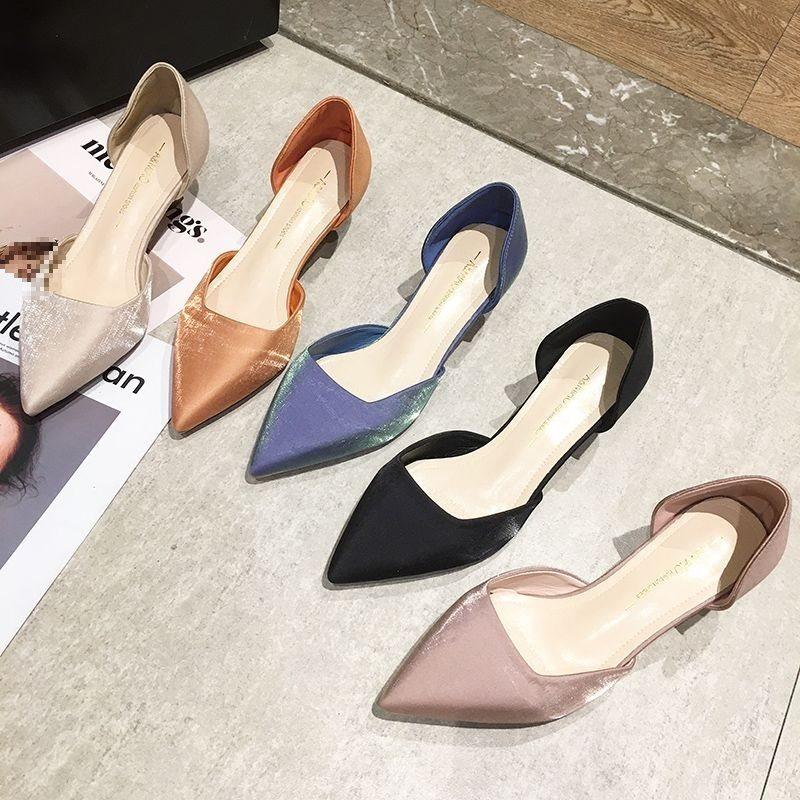 Pointed high heels women's stiletto spring new single shoes fashion satin hollow sandals