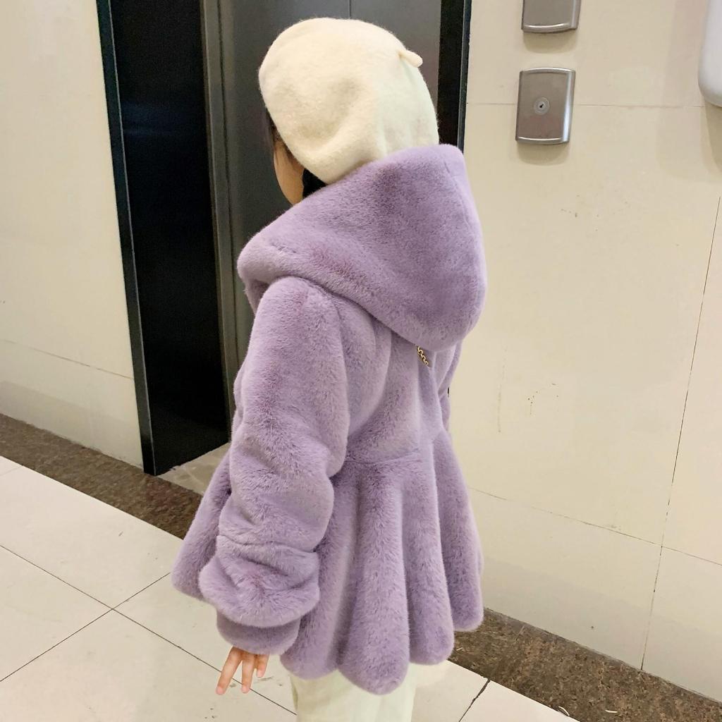 Autunno Inverno Abbigliamento Bambini Cappotto Bambina Spesso Dolce Pelliccia Moda Pelliccia di Coniglio