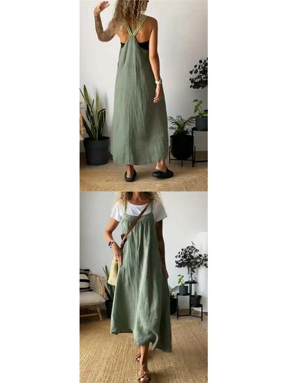 2026 Summer Casual Cotton Linen Strap Dress