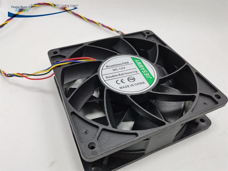 JIESAMMY High Airflow 12038 Server Cabinet Cooling Fan - 12V 2.5A Double Ball Bearing PWM Temp Control