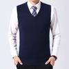Chaleco de Lana Tejido de Invierno Casual para Hombre de Color Sólido con Cuello en V sin Mangas Talla Grande