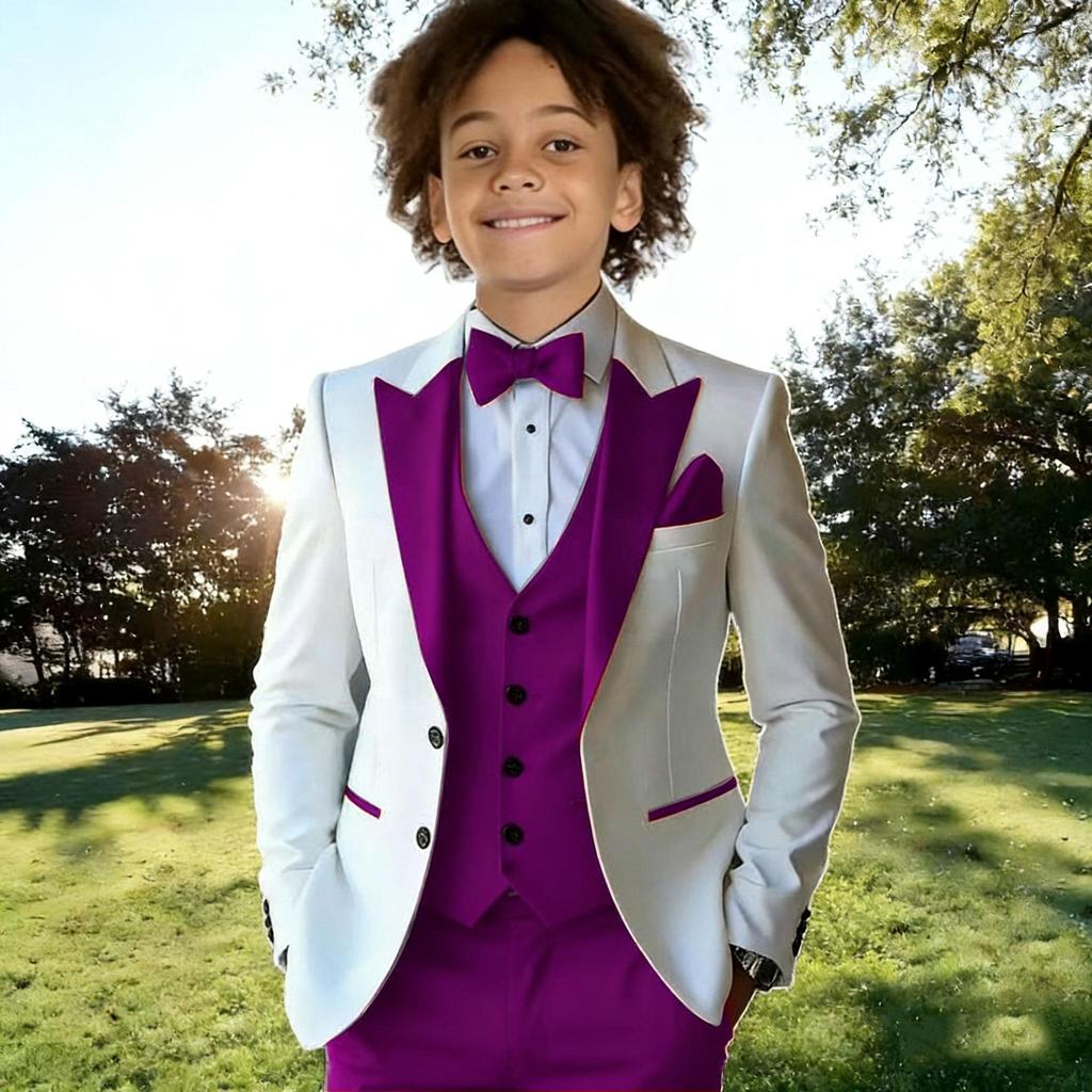 Fiú öltönyök 3 részes Gyerek Fehér Zakó Szettek Piros Mellény Nadrág Virágos Fiúk Hivatalos Party Öltöny Gyerek Esküvői Öltöny Szmokingok