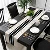 Table Runner 1PCS Geometric Stripe Linen Black & White Plaid Tablecloth Placemat Home Decoration Tablecloth Tea Flag