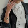 Light Luxury Irregular Acrylic Black Diamond Pendant Necklace, Simple Metal Chain Collarbone Necklace