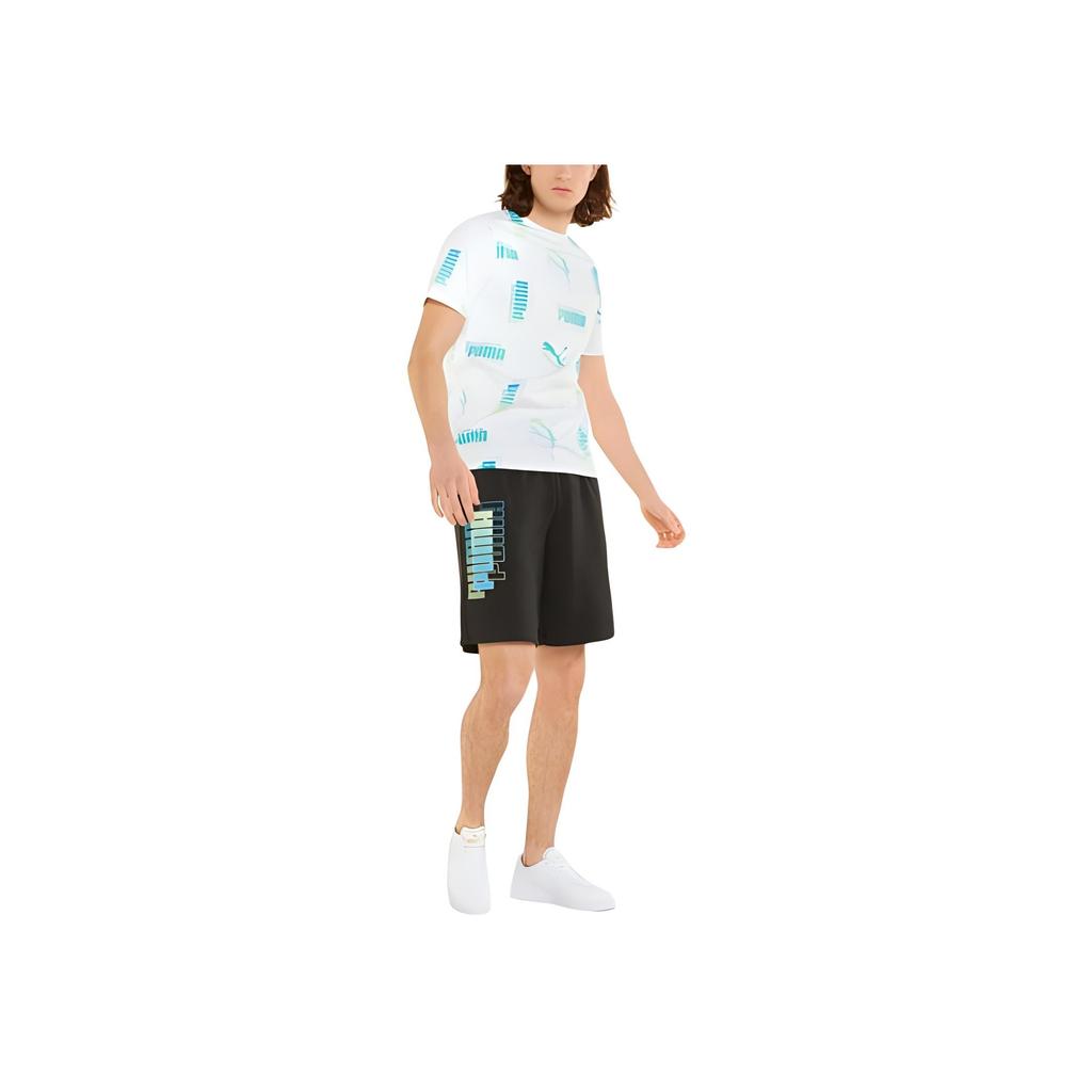 Puma All Over Logo Breathable Crew Neck Short Sleeve T-Shirt Men Tops White 671732-02