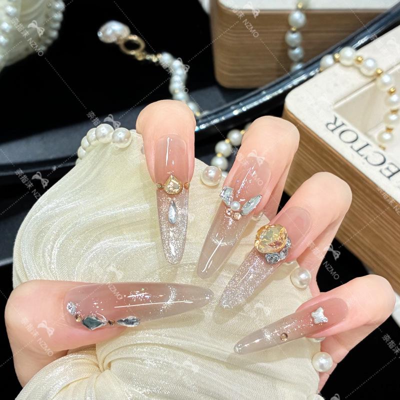 L22 Ice-Clear Cat Eye Rhinestone Nail Set S