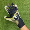 uhlsport Match Soccer GK Keeper Gloves Powerline Elite Flex Cut HN 1013014 01 8 Black x Gold x White
