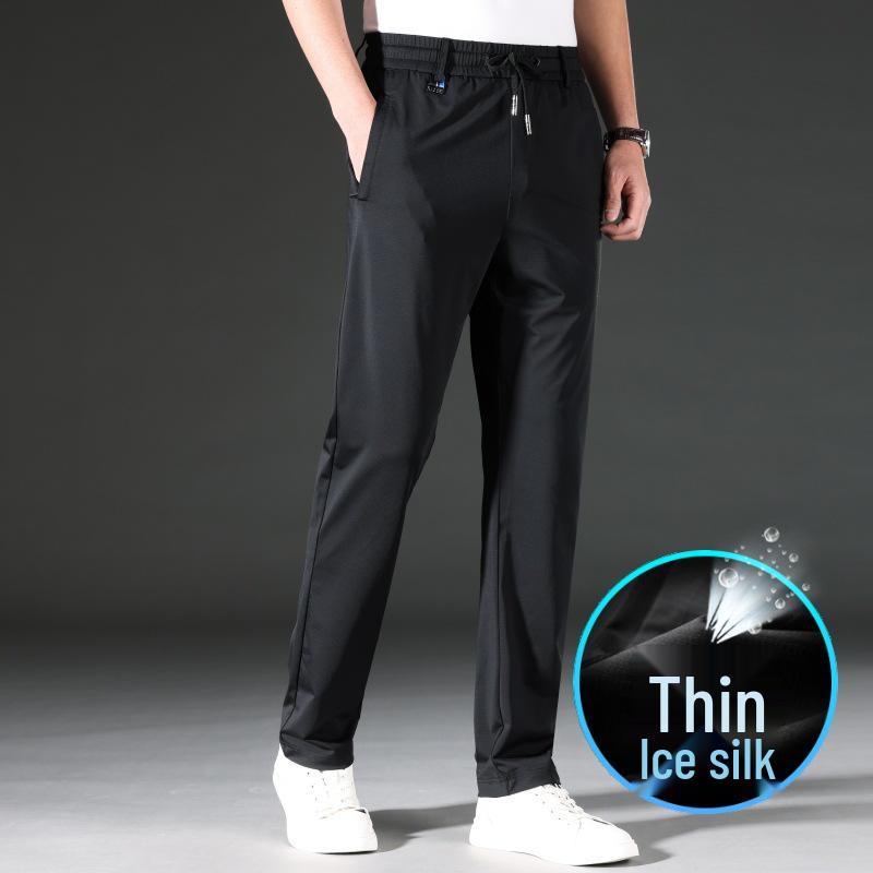 Men's Summer Ice Silk Quick-Dry Elastic Waist Casual Pants