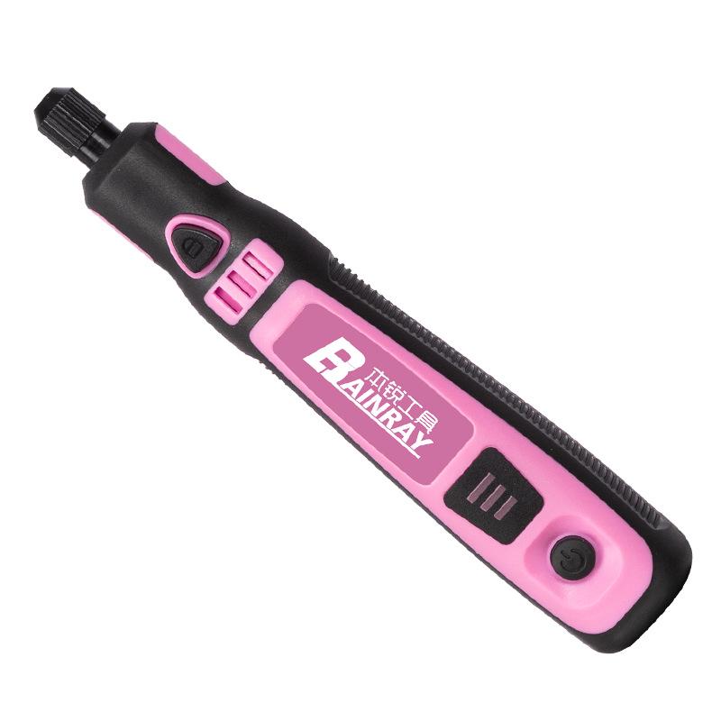 Mini stylo de gravure électrique rose rechargeable avec contrôle de vitesse et batterie au lithium pour le polissage et le meulage des ongles.