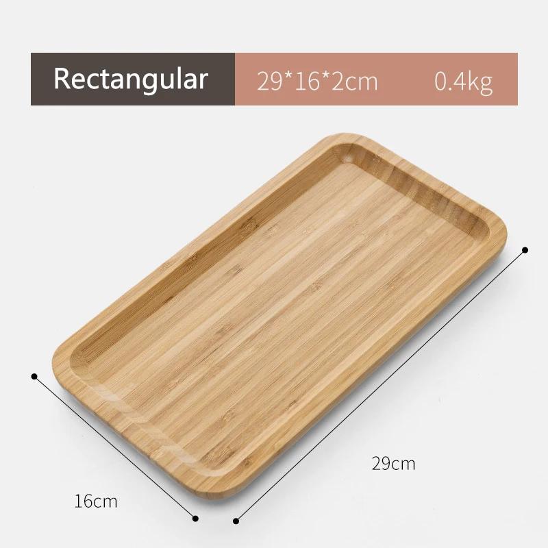 Japanese Style Bamboo Tea Tray Rectangular and Round Serving Trays Kitchen Platter Food Plate for Snacks Dessert and Breakfast