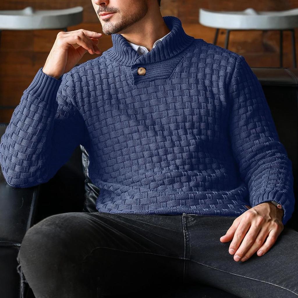 Men's Lapel Business Knitted Sweater Fashion Elastic Pullover Bottom Sweater
