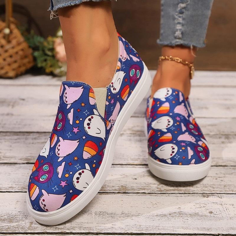 Large-sized Board Shoes Cartoon Low-top Women Wear Flat Elastic Band Single Shoes Outside