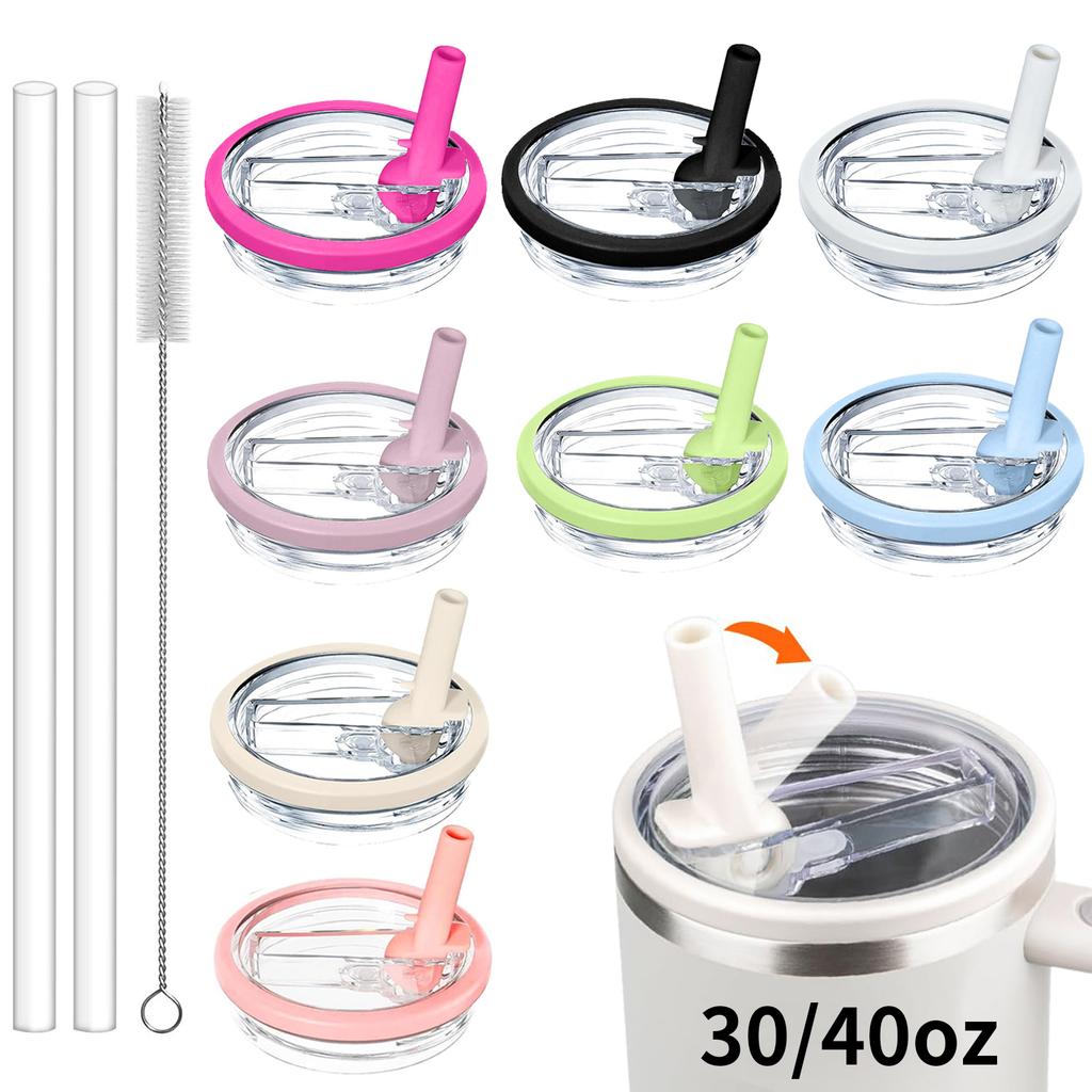2er-Pack 30/40 oz Becher Abnehmbarer Klappdeckel mit Strohhalm Ersatz Passend für Tasse, Auslaufsicherer Klappdeckel für Becherzubehör