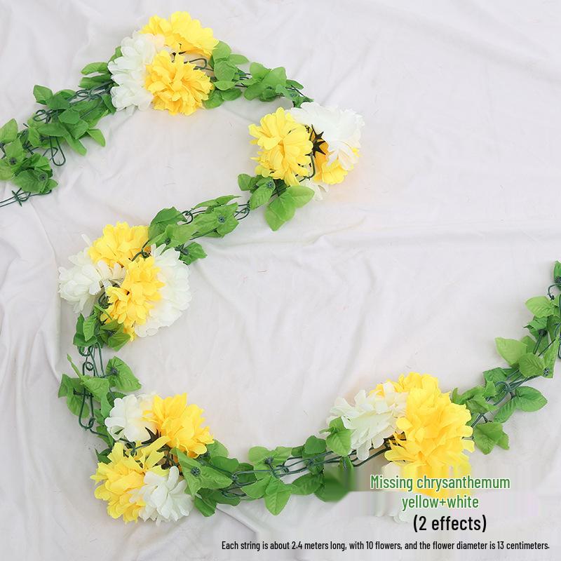 Artificial Chrysanthemum Vines for Cemetery and Memorial Decor - Silk and Plastic Hanging Floral Decoration