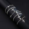 Y2K Stacking Cross Bracelet Set For Men Vintage Multilayer Charm Chain Bracelets Hip Hop Jewelry