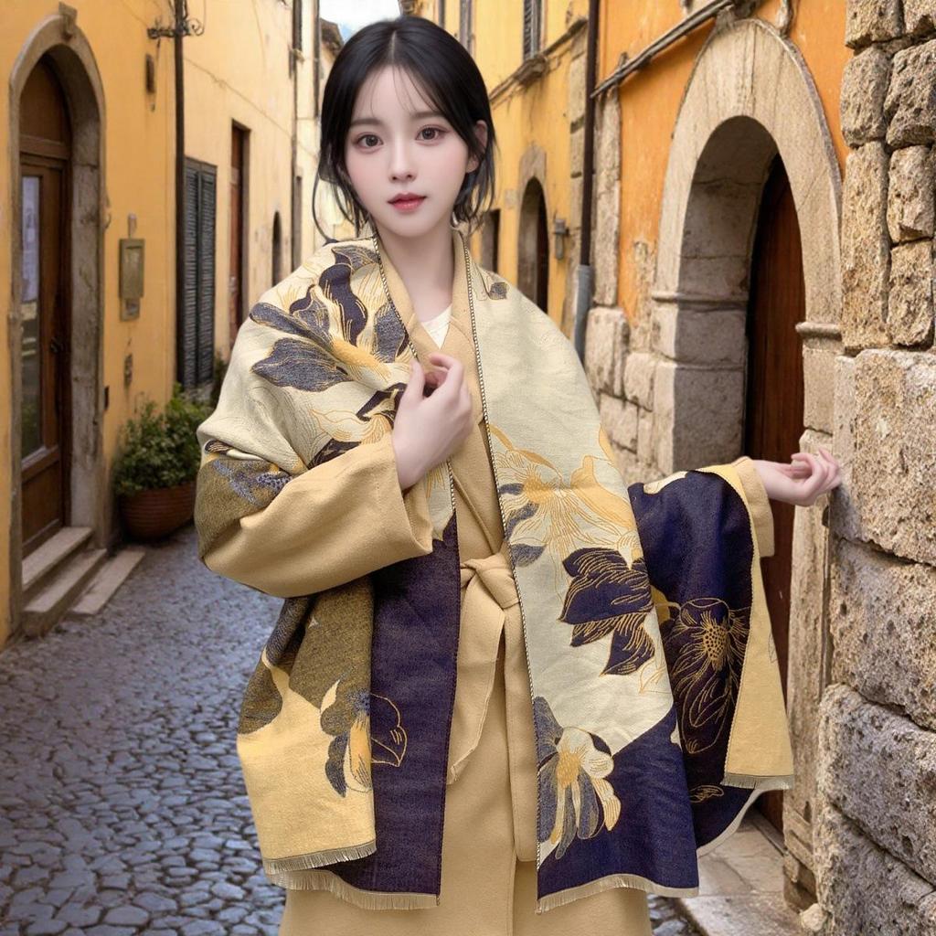 Liu Yifei Langer Schal Damen Winter Halswärmer - Hochwertiger Kaschmir-Imitat Strickschal