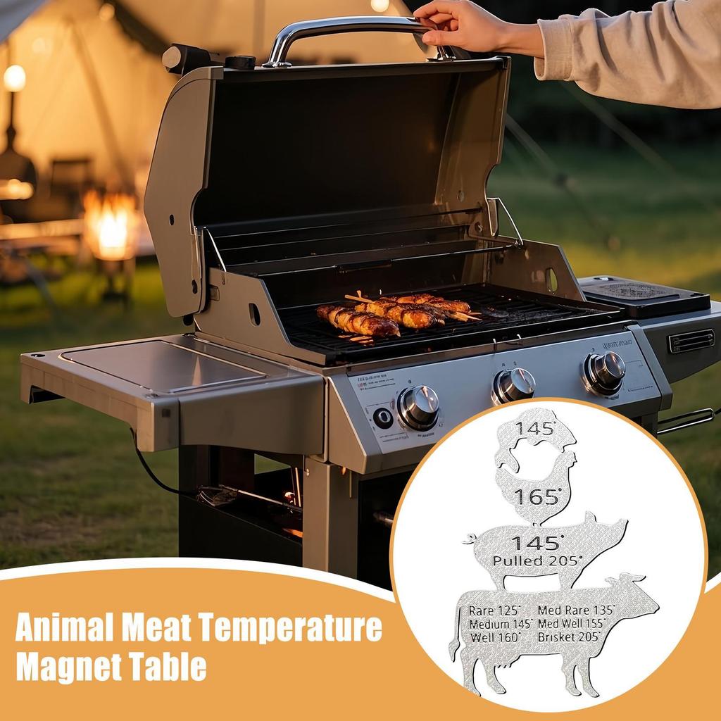 Meat Temperature Magnet for Grill & Fridge  Internal Cooking Temp Chart for Beef Pork Chicken Fish Grilling Accessories