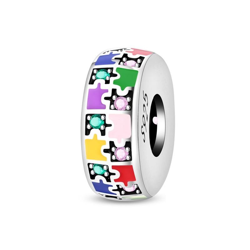 100% 925 Silver Rainbow Zircon Colorful Butterfly Dragon Shaped Silicone Stopper Charms Beads Fit DIY Bracelets Jewelry