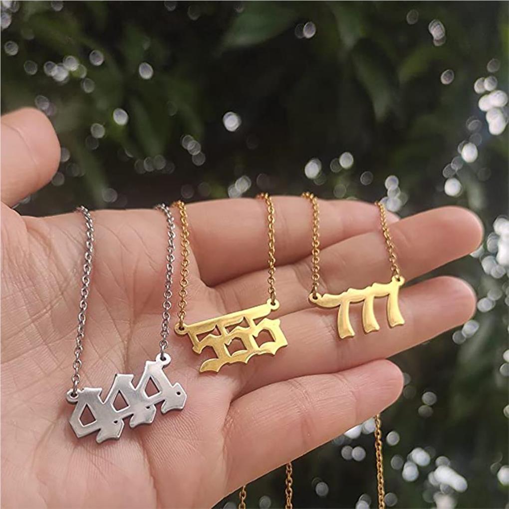 Number Charm Necklace Golden Women Universal Ladies Stainless Steel Choker Jewelry Neck Chain Long Accessories