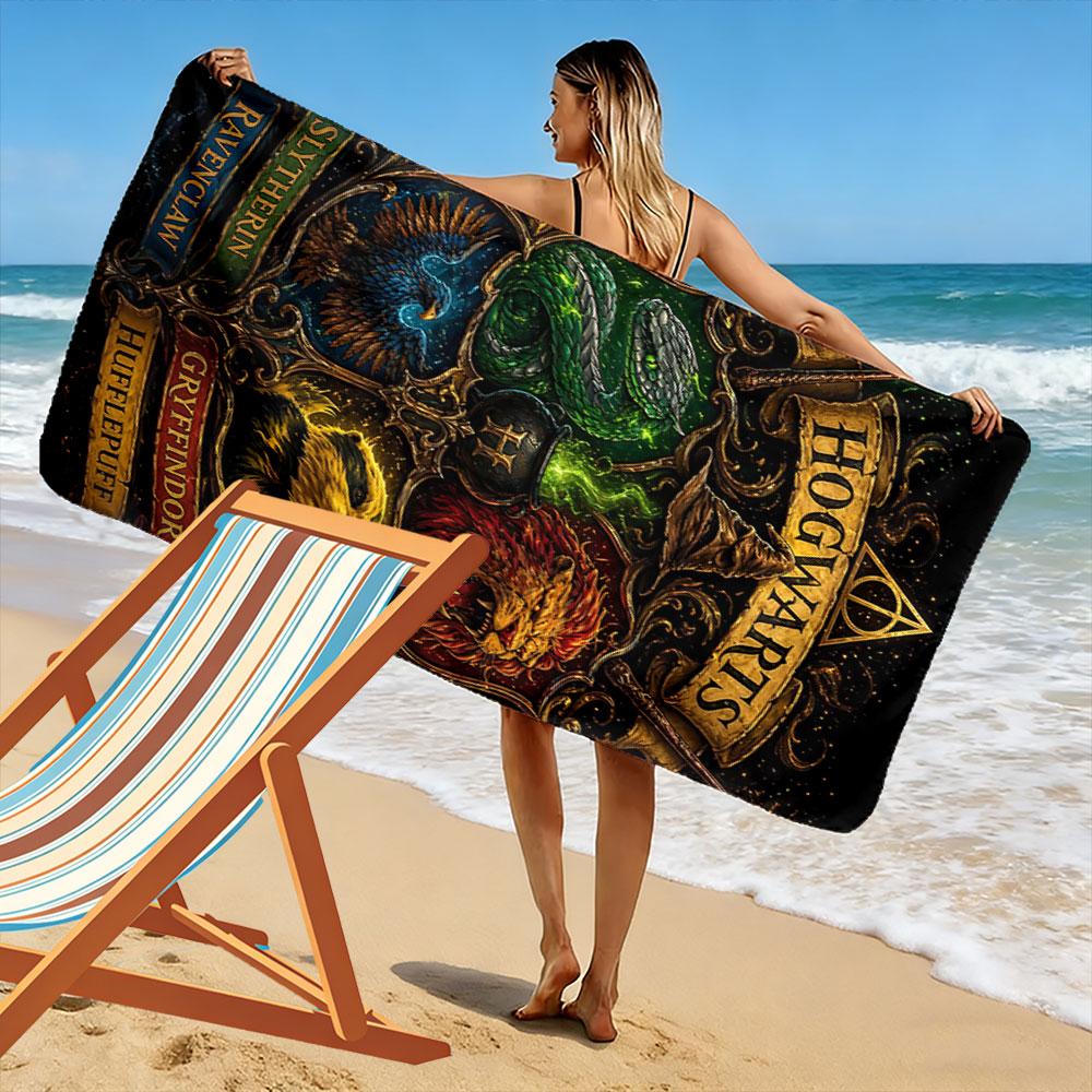 Hogwarts House Crests Towel Beach Towel Quick-drying for Travel Outdoor Sports Jogging Beach and Swimming