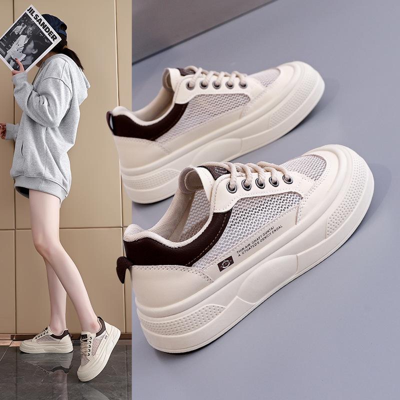 Fashion Fashion Platform Casual Sport Shoes for Woman 2025 Summer New Simple Breathable White Sneakers Vulcanized Shoes Zapatos De Mujer