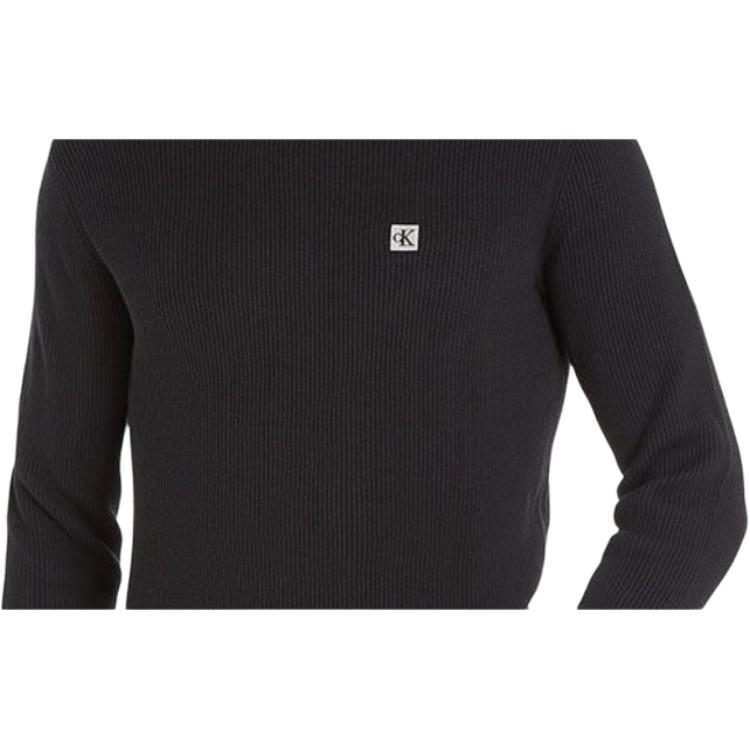 Calvin Klein Crew Neck Slim Fit Logo Pullover Long Sleeve Knit Sweater Men Sweater Black J30J324598-BEH