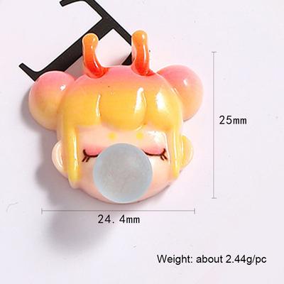Girl Bubble Dragon Cream Glue DIY Cartoon Mobile Phone Case Patch Fashion Decorative Materials Resin Accessories Water Cup Pastes 5pcs