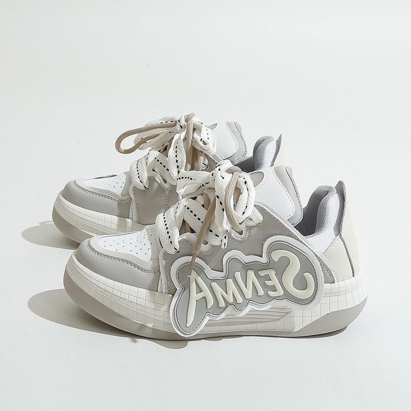 

Spring and autumn new thick-soled women s shoes gradually change color matching board shoes women s leather cowhide bread women s shoes niche casual t 35