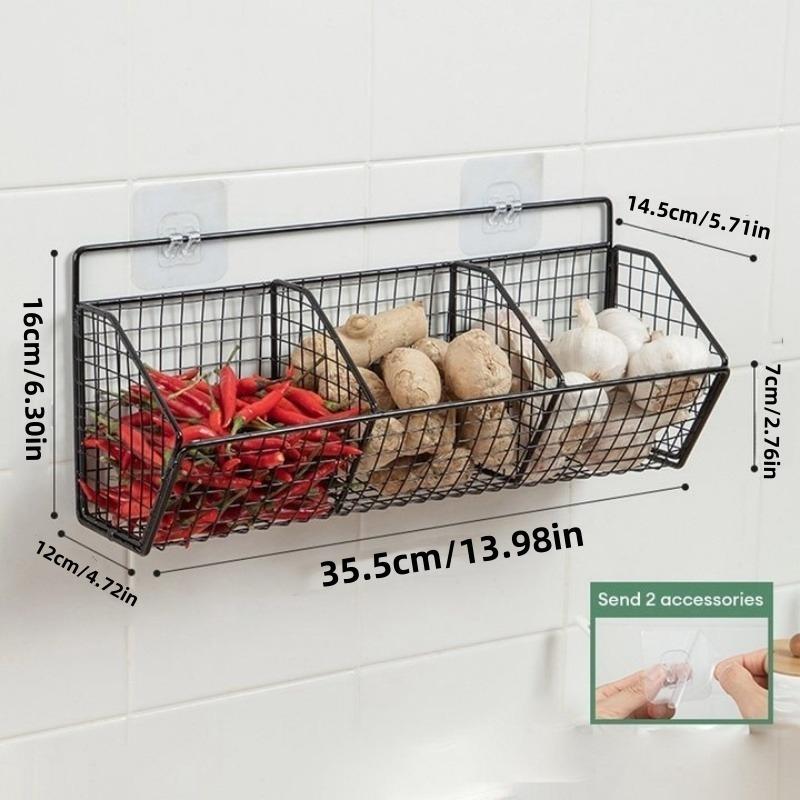 1Pc/Kitchen Wall-Mounted Storage Basket Rack, Wall Hanging Basket for Vegetables and Fruits, Storage Organizer
