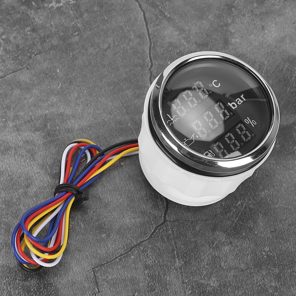 2in 3-In-1 Messgerät Kühlwassertemperatur Öldruck Kraftstoffstandsanzeige Europäischer Standard 0-190 Ohm
