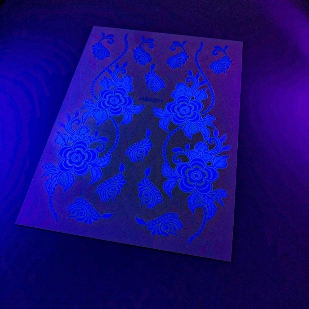 Water Transfer Decals Henna Temporary Tattoo Fake Luminous Body Art Sticker  Music Festival