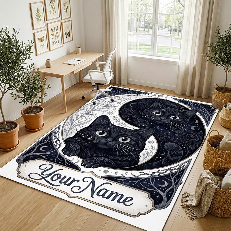 Elegant Roses Heart Theme Soft Crystal Velvet Rug Custom Name & Text Print Non Slip Floor Rug for Bedroom Living Room