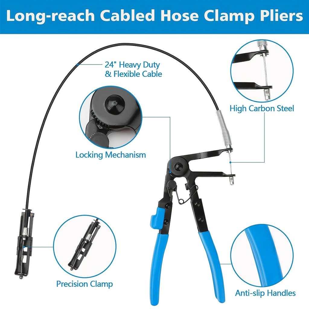 9pcs Wire Long Reach Hose Clamp Pliers Set Fuel Oil Water Hose Auto Tools,Hose Clamp Pliers for Fuel Oil & Water Hoses