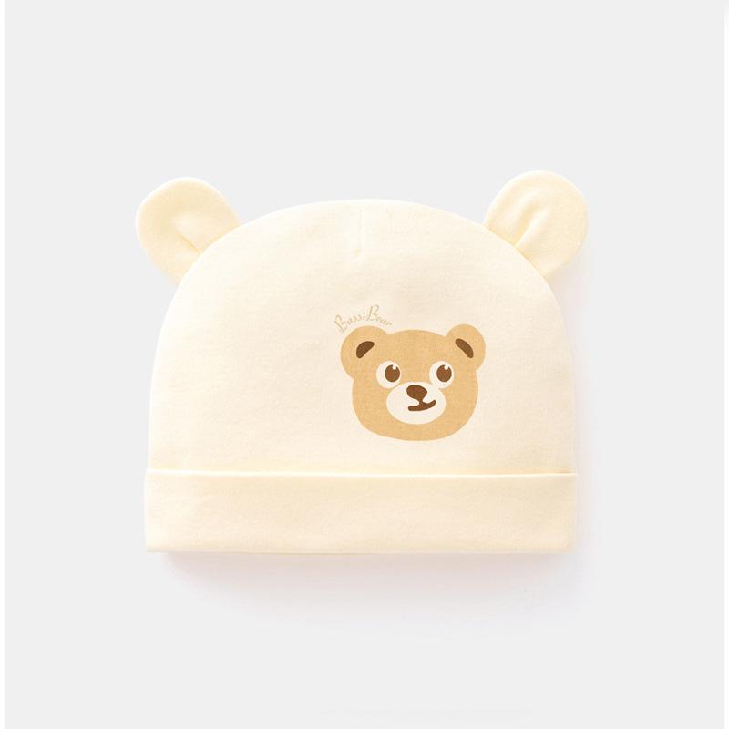Unisex Baby Bear Cotton Pullover Hat, 0-3 Months, Double Layer for Spring/Autumn