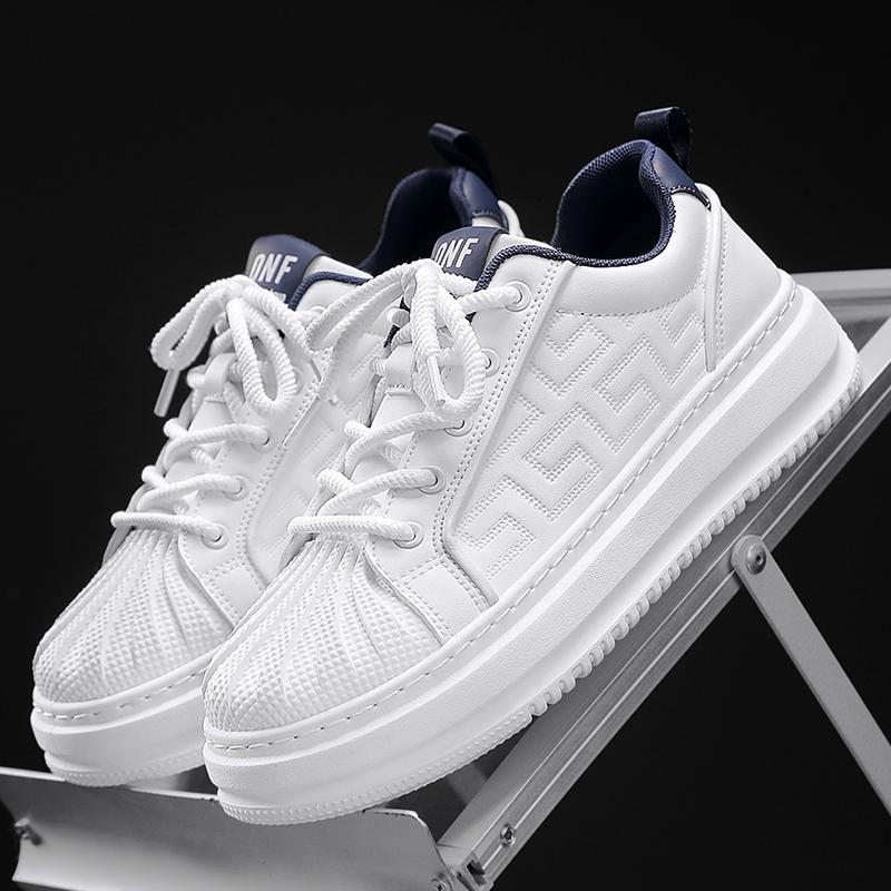 Fashion Men's thick soled casual shoes breathable soft sole four season comfort students white shoes outdoor walking sports board shoes