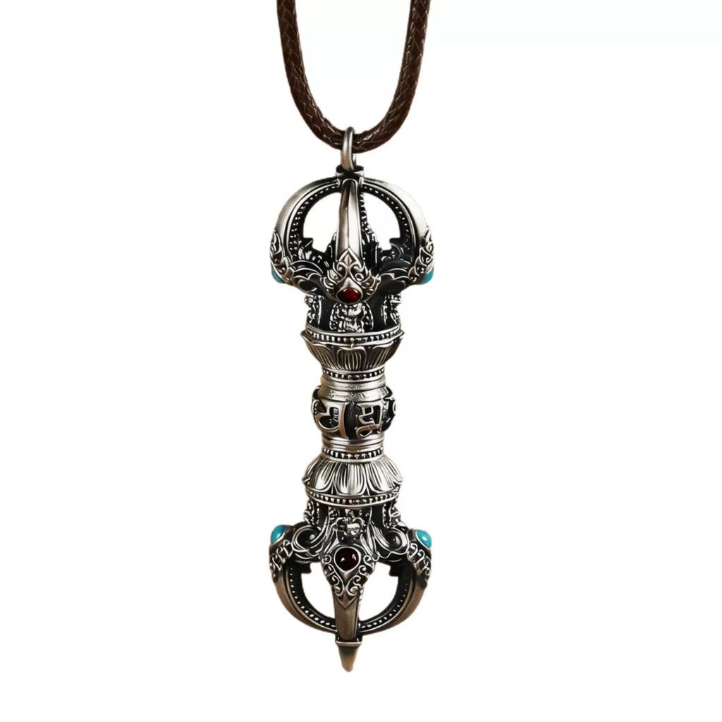 Nouveau pendentif pilon Vajra, collier tendance rétro style national mantra à six caractères, pendentif pilon supprimant les démons pour hommes et femmes.