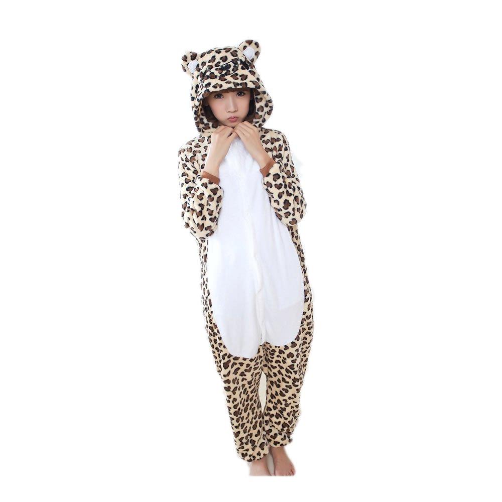 Leopard Kigurumi Pajamas for Adults, Loungewear, Animal Cosplay Costume, Halloween, Christmas, Unisex (Size M (159cm-168cm))