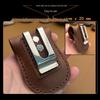 Multifunctional Crazy Horse Leather Case: Steel Clipboard, Key Bag, Glasses Holder, Lighter Pouch