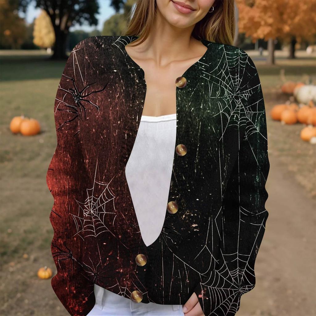 Dámská módní pletená svetrová bunda s dlouhým rukávem a zapínáním na knoflíky