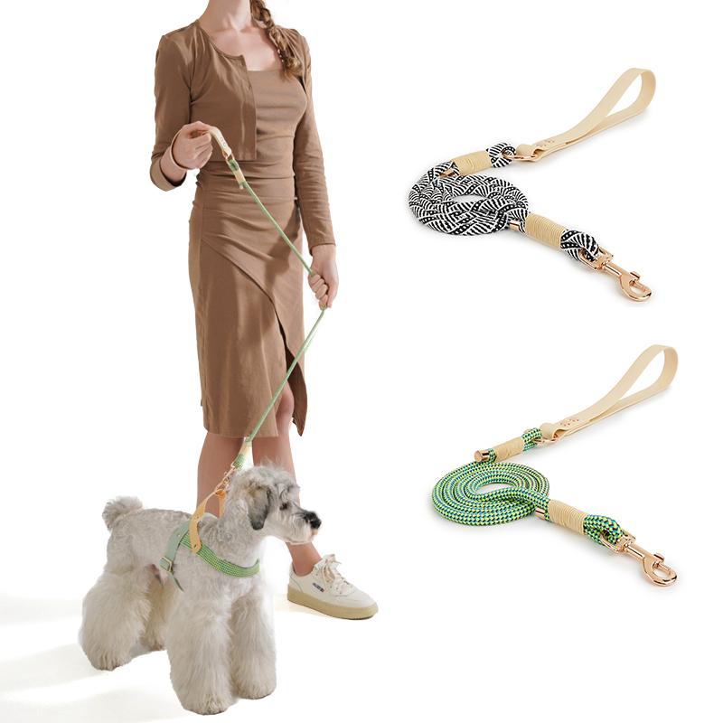 Dog Walking Simple Style Harness Pet Supplies Fashionable Black & White Striped Chest Harnesses And Leashes Set For Running Dog