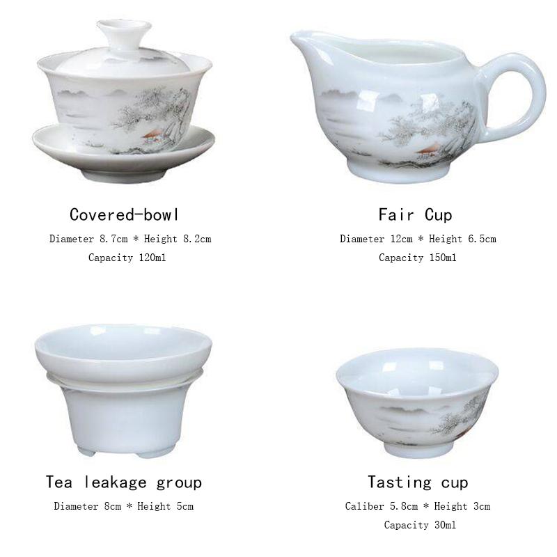 Set da Tè Kung Fu, Tazza da Tè in Ceramica, Set in Porcellana Bianca, Tazza da Tè Blu e Bianca, Coperchio, Ciotola, Set da Tè