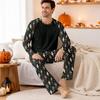 Herren Halloween Pyjama-Set mit langärmeligem Oberteil und langer Hose, lässig, bequem, Nachtwäsche